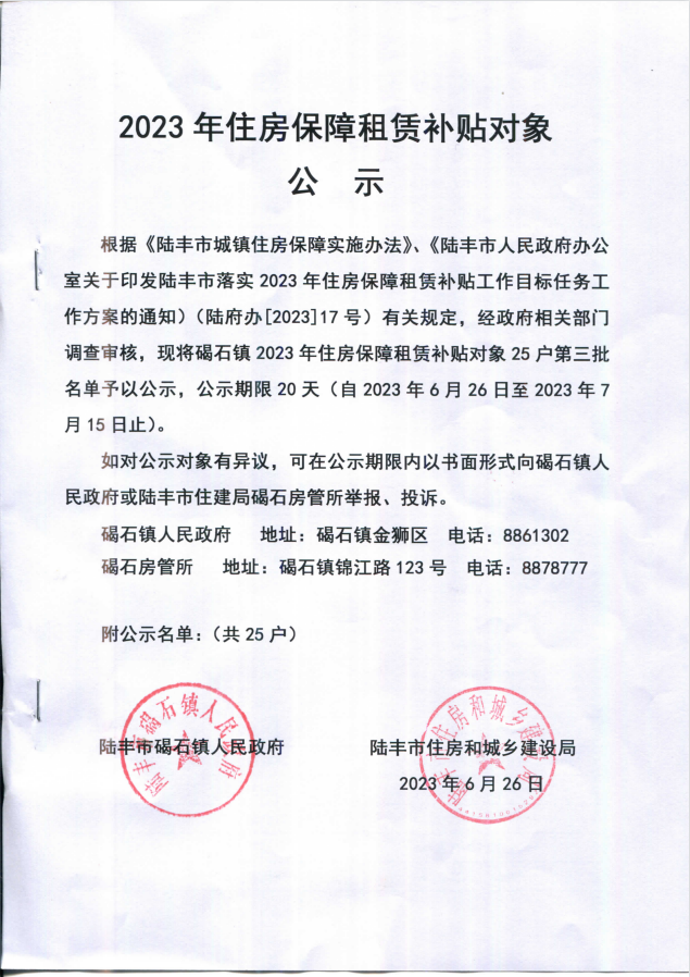 2023年住房保障租賃補貼對象公示(碣石25戶)第三批1.png