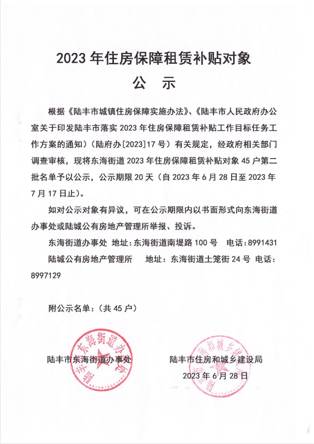 2023年住房保障租賃補(bǔ)貼對(duì)象公示(東海45戶)第二批1.png