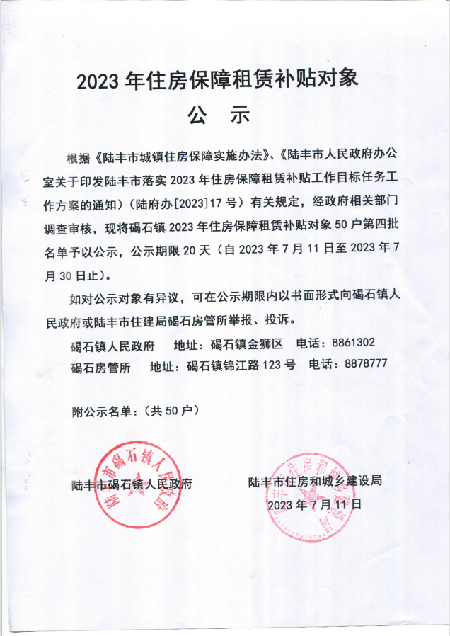 2023年住房保障租賃補貼對象公示(碣石50戶)第四批1.png