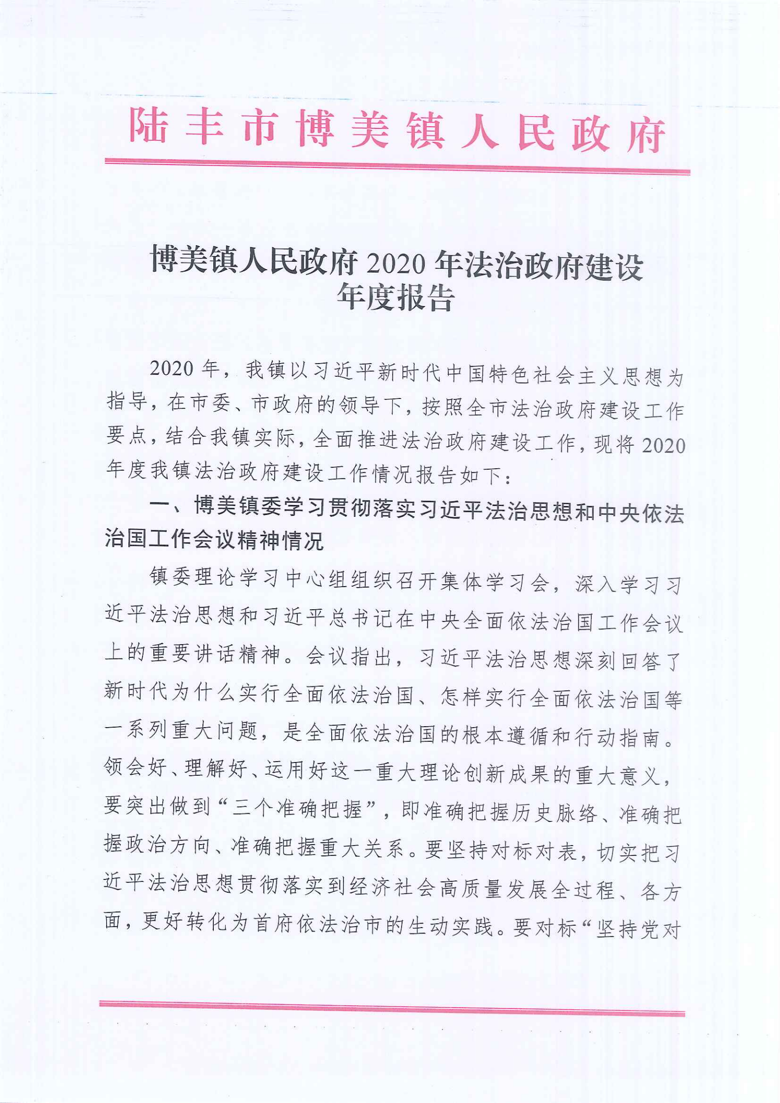 博美鎮(zhèn)人民政府2020年法治政府建設年度報告_00.png